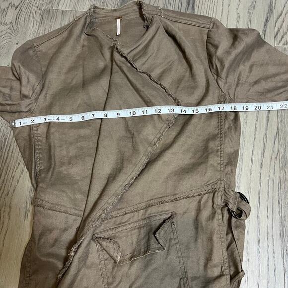 Free People Raw Hem Waterfall Femme Linen Jacket Sz S - Picture 10 of 12